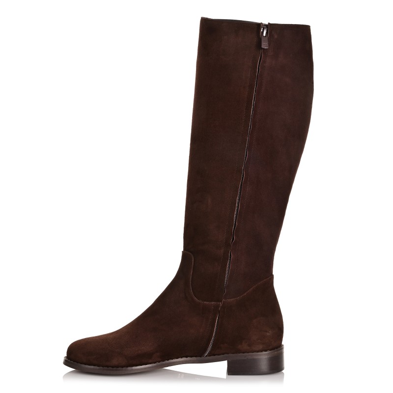 Brown Suede Leather Women's Boots