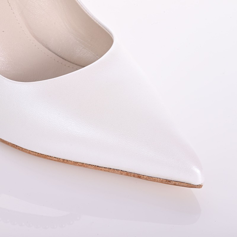 Bridal Pumps White Pearl Leather