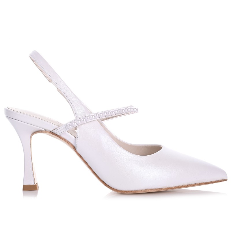 Bridal Pumps White Pearl Leather