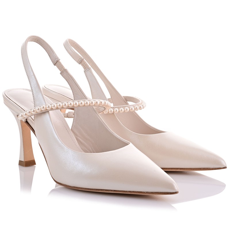 Bridal Pumps Ivory Pearl Leather
