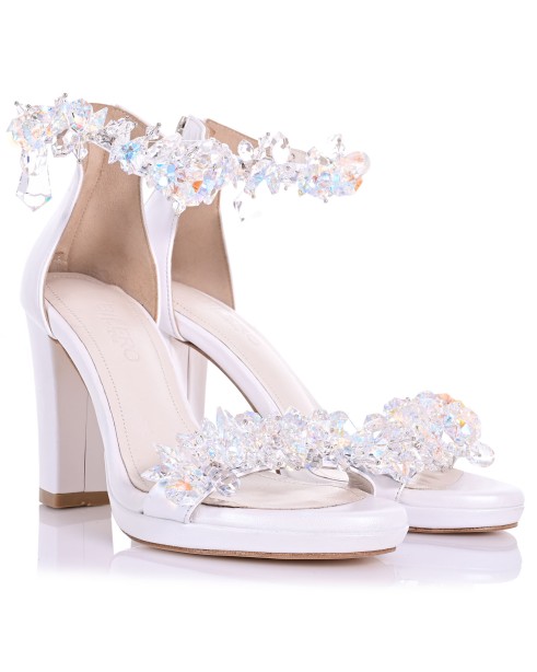 Bridal White Leather Sandals
