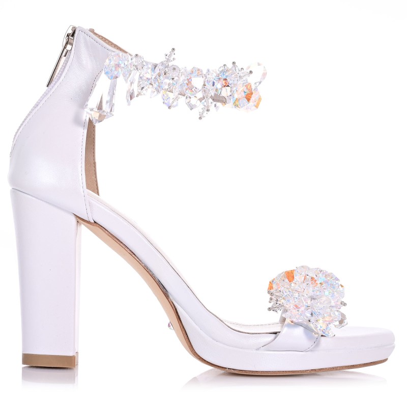 Bridal White Leather Sandals