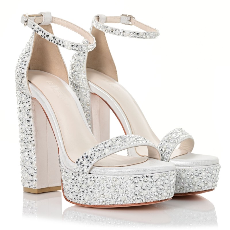 Silver Leather Bridal Sandals