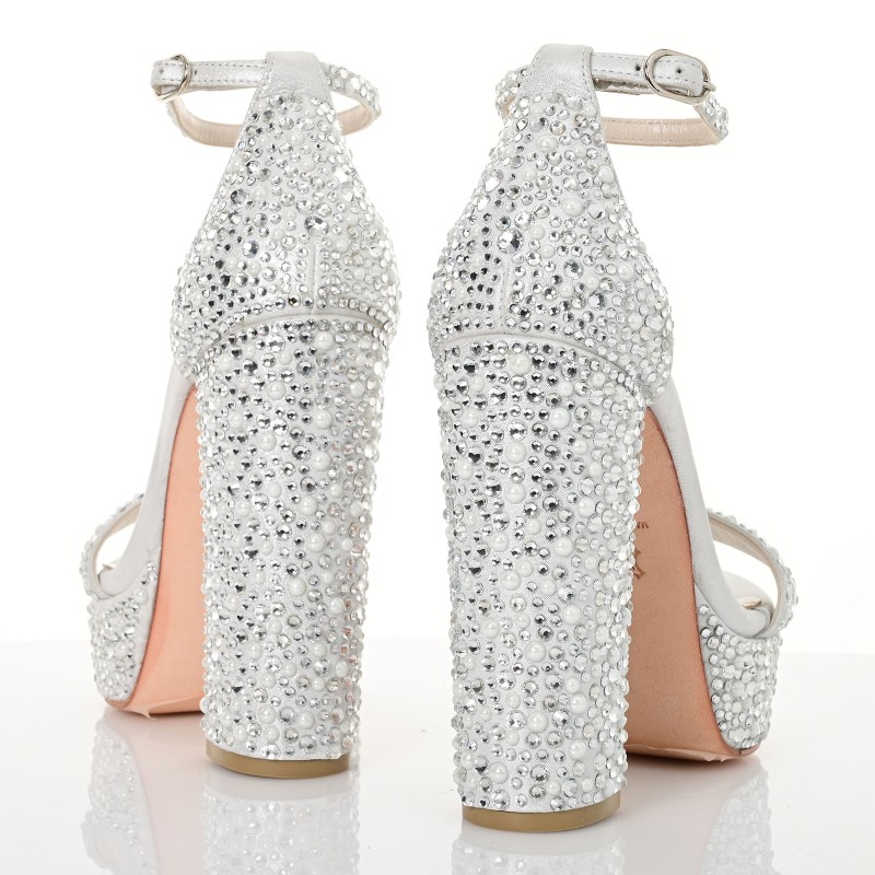 Silver Leather Bridal Sandals