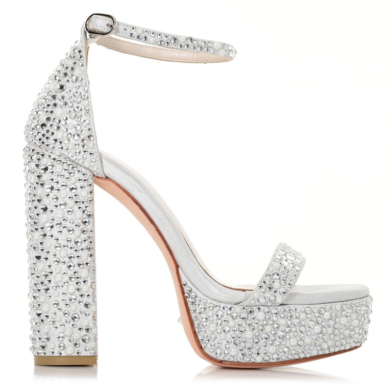 Silver Leather Bridal Sandals