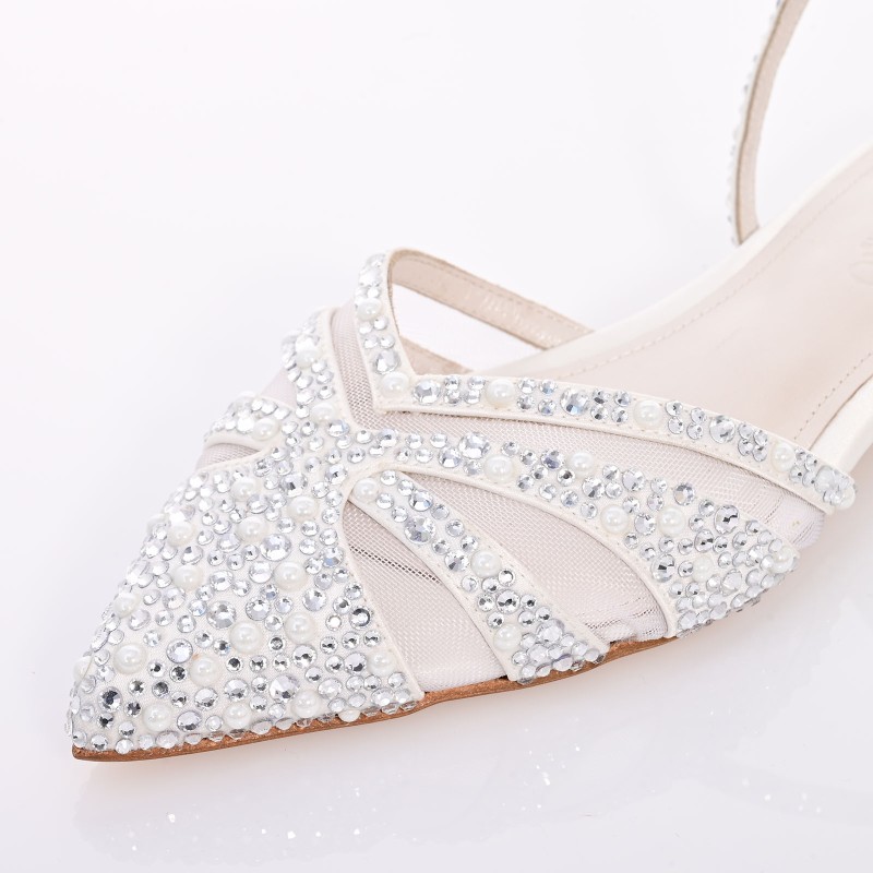 White Satin Flat Bridal Shoes