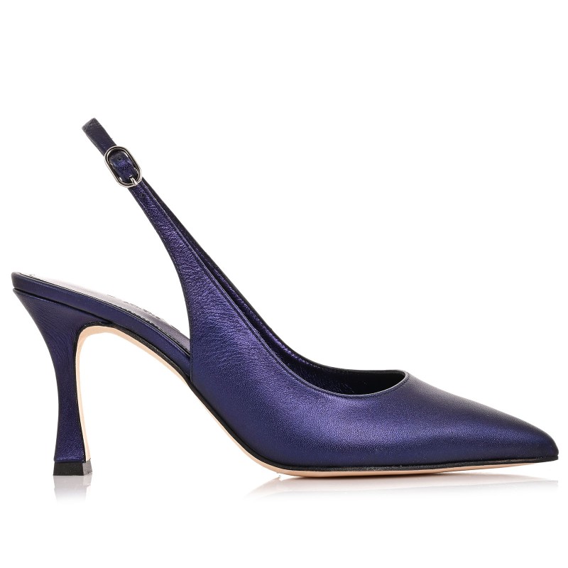 Women's Pumps Blue Metallic Leather