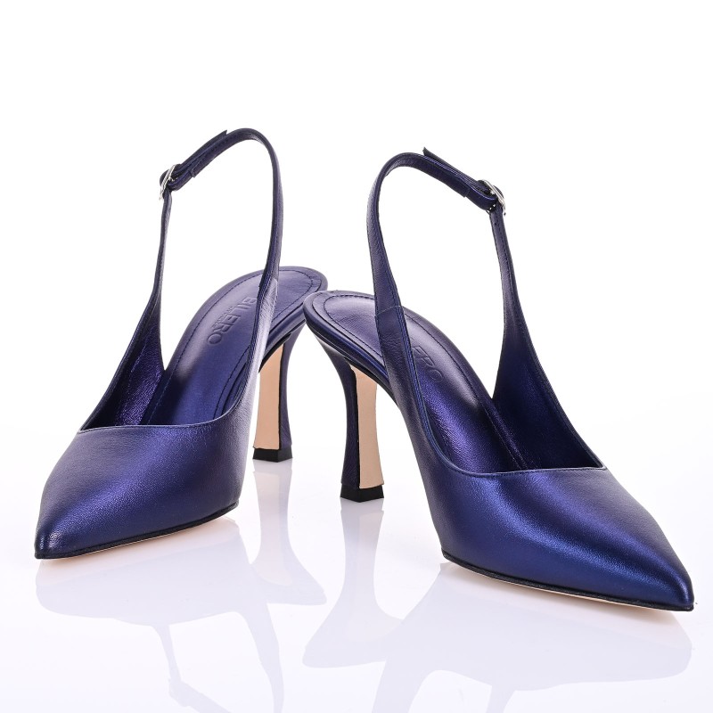 Women's Pumps Blue Metallic Leather