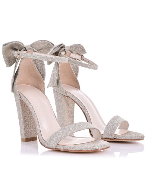 Bridal Sandals Gold Glitter