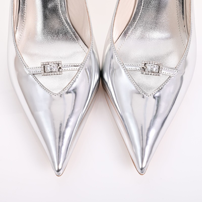 Bridal Heels Silver Leather Mirror