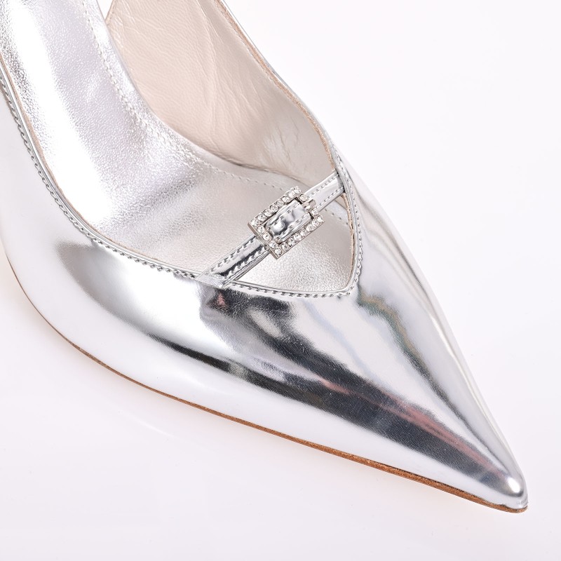 Bridal Heels Silver Leather Mirror