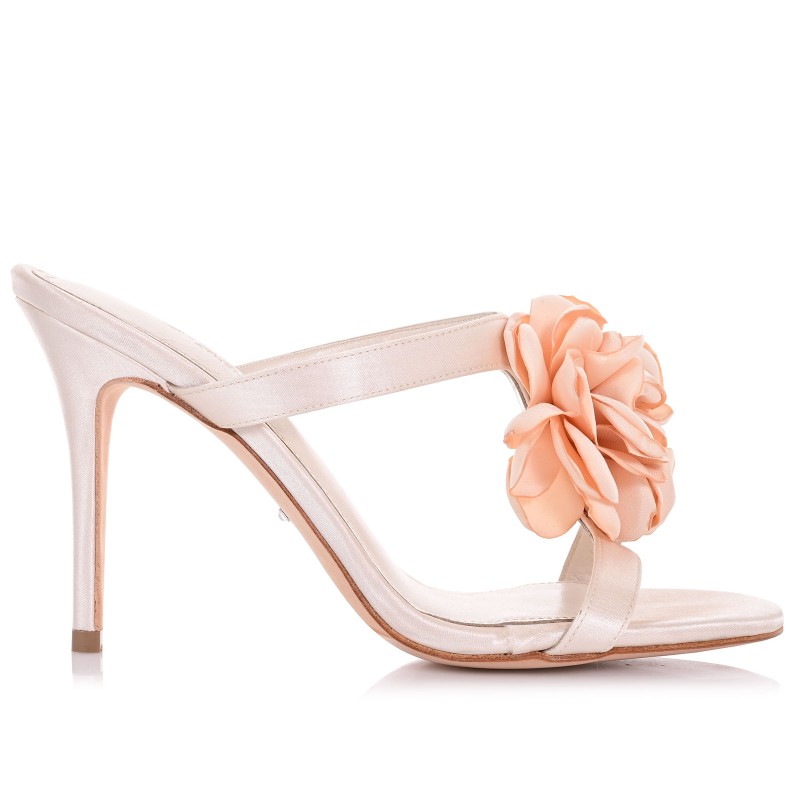 Ivory Satin Wedding Mules