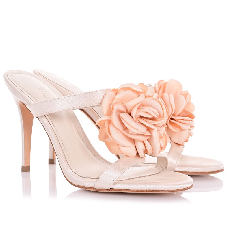 Ivory Satin Wedding Mules
