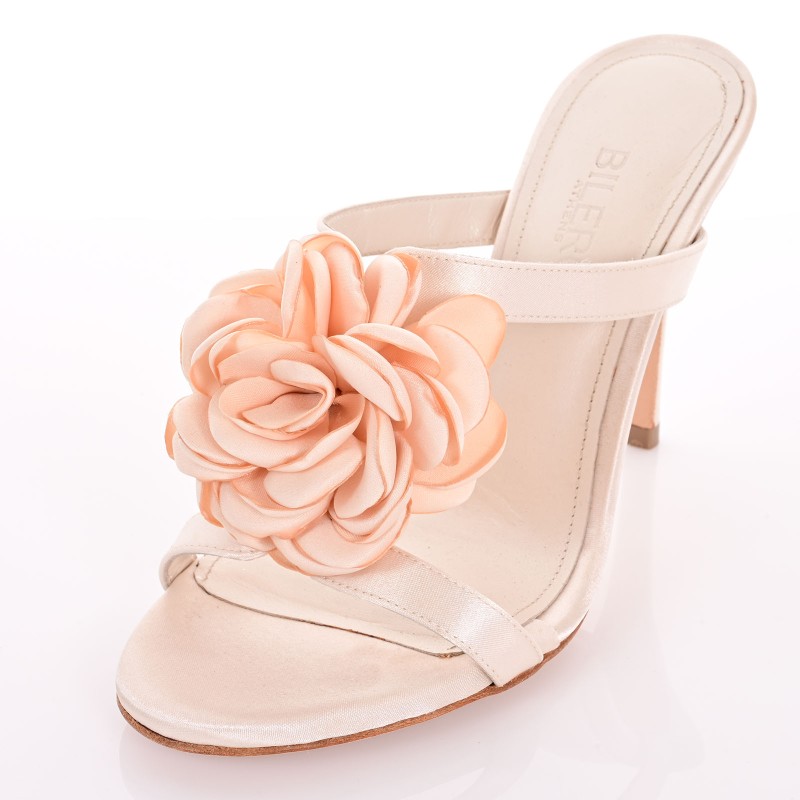 Ivory Satin Wedding Mules
