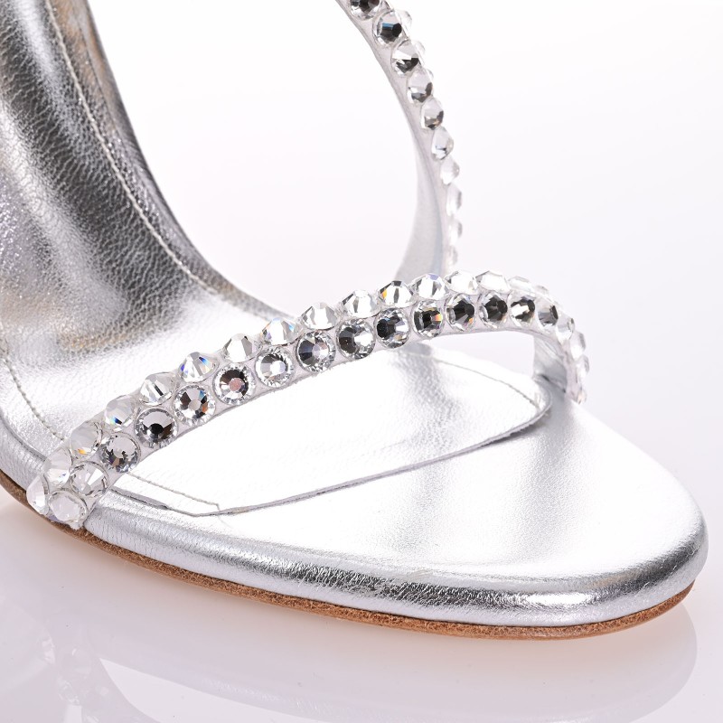 Silver Leather Bridal Sandals