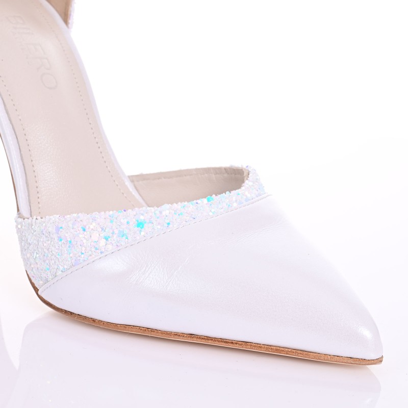 Bridal Pumps White Pearl Leather