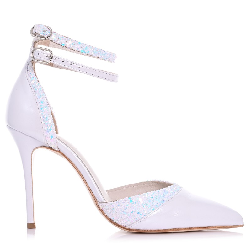 Bridal Pumps White Pearl Leather