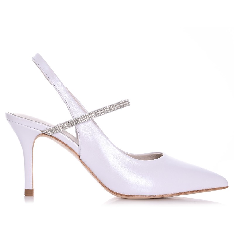 White Pearl Leather Bridal Heels