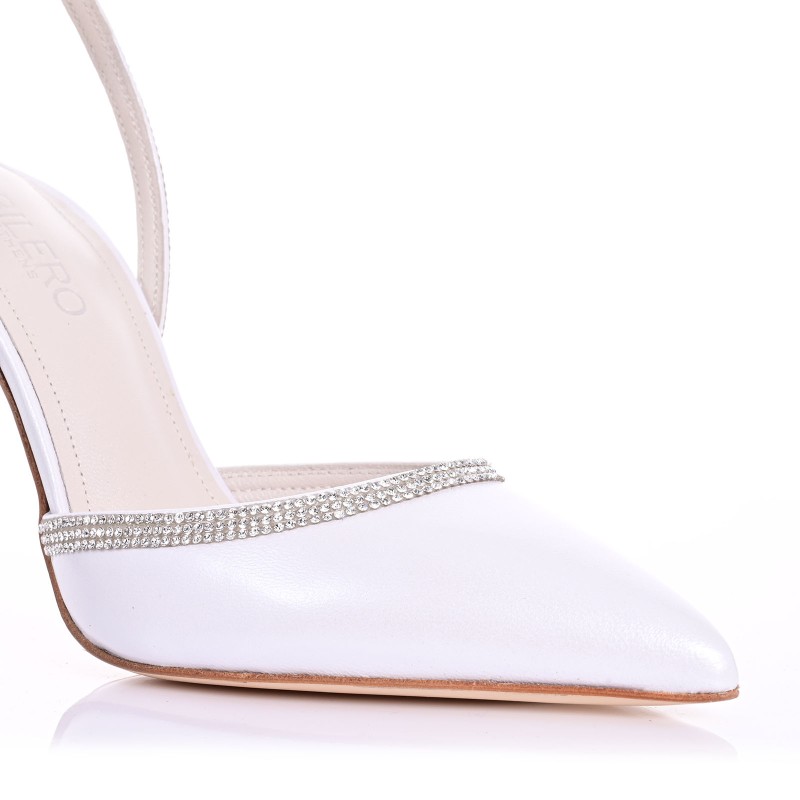 White Pearl Leather Bridal Pumps