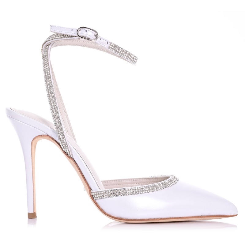 White Pearl Leather Bridal Pumps
