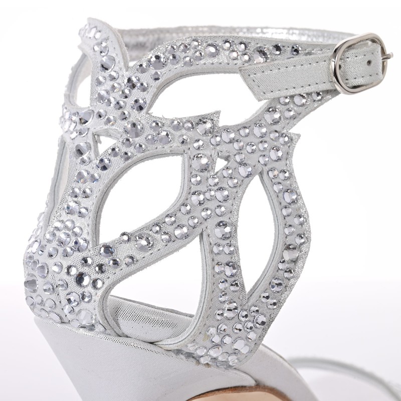 Silver Iridescent Leather Bridal Sandals