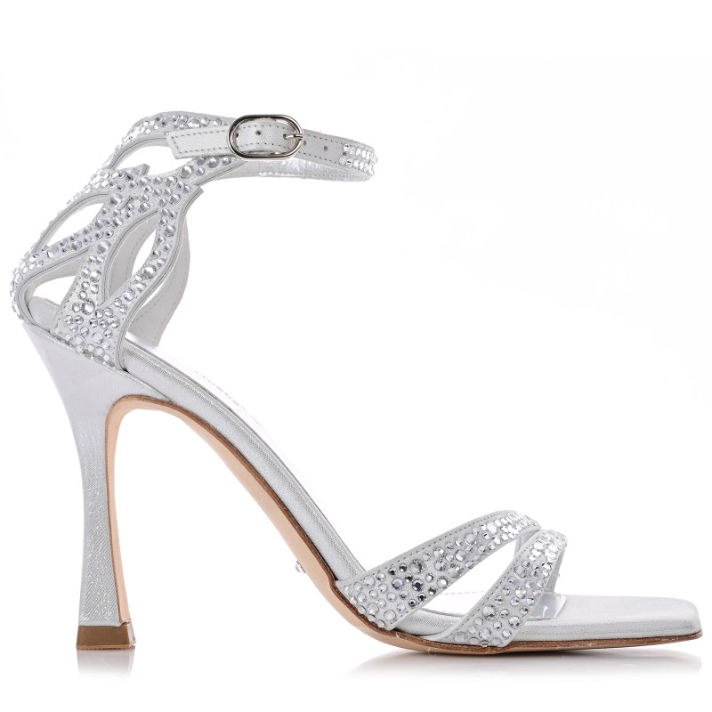Silver Iridescent Leather Bridal Sandals