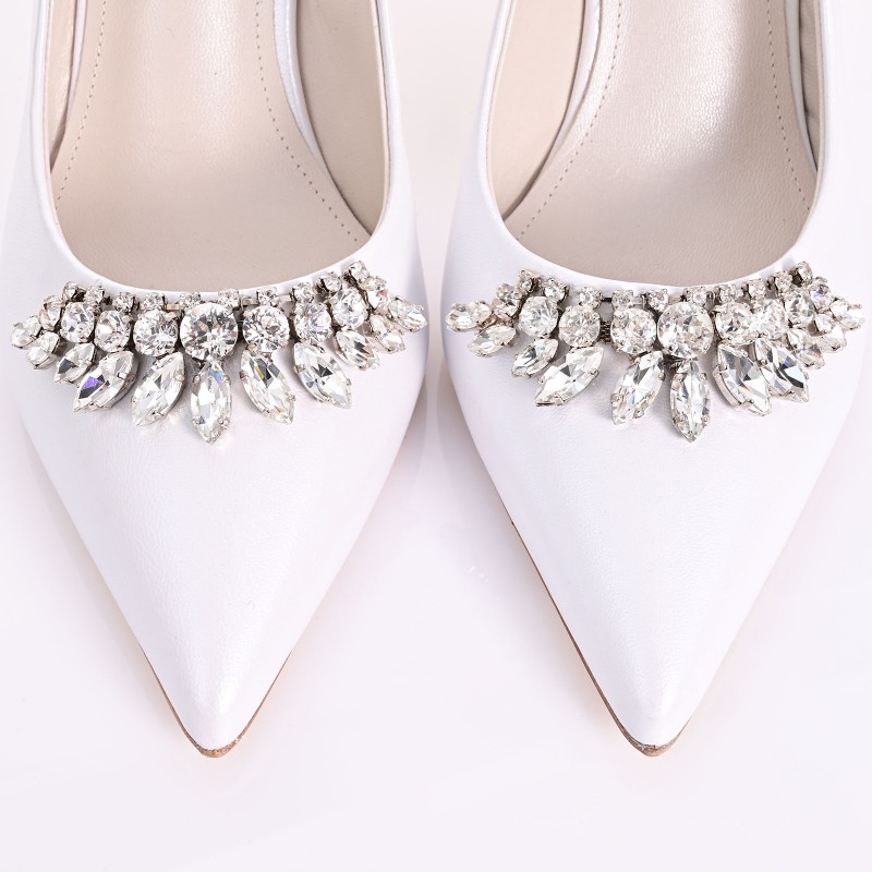 White Leather Bridal Pumps