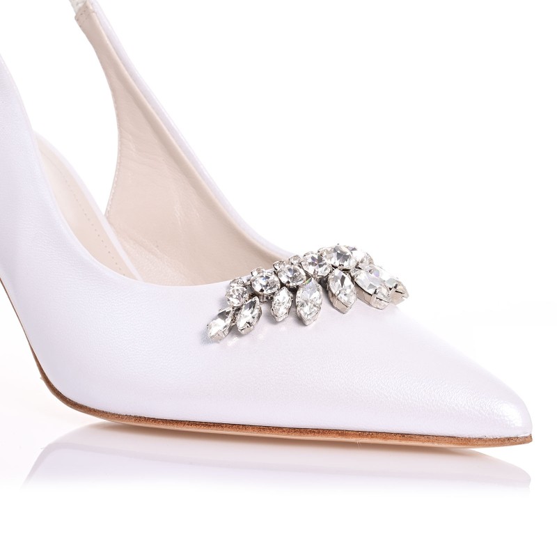 White Leather Bridal Pumps