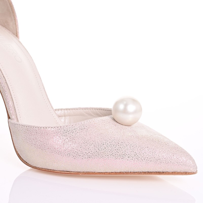 Silver Iridescent Leather Pumps