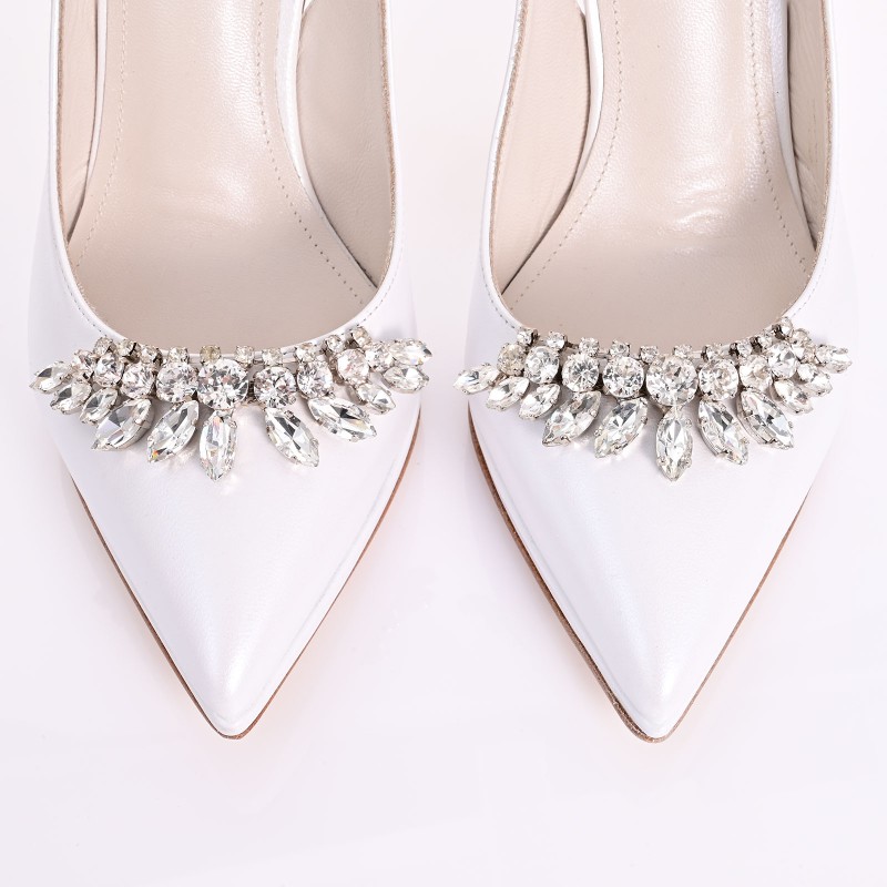 Bridal Heels White Pearl Leather