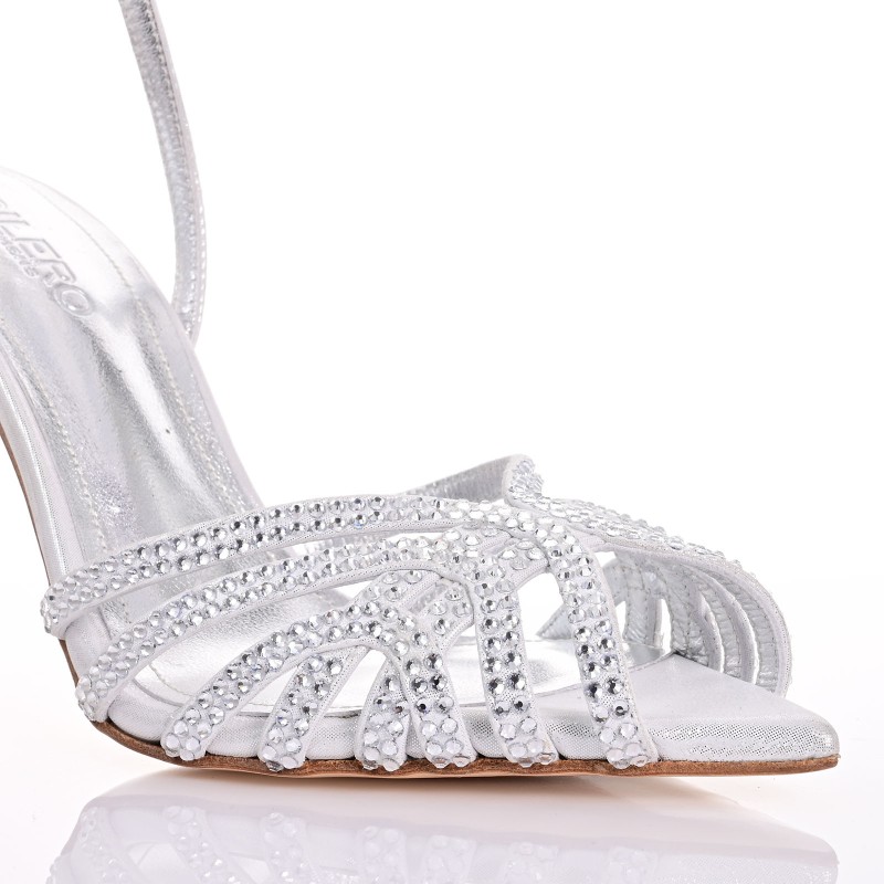 Bridal Sandals Silver Leather