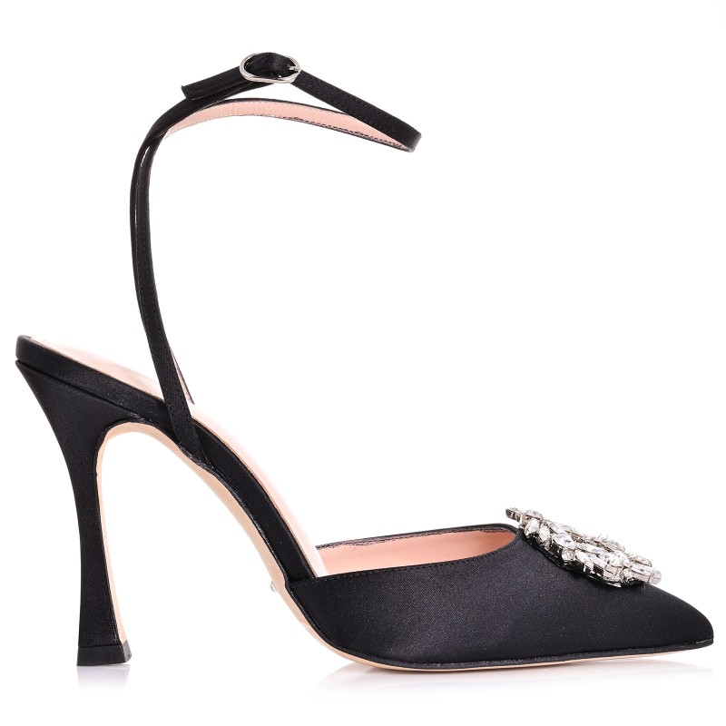 Women Black Satin Pumps