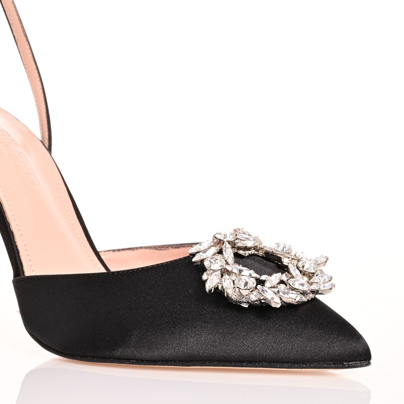 Women Black Satin Pumps