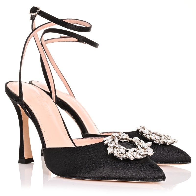 Women Black Satin Pumps