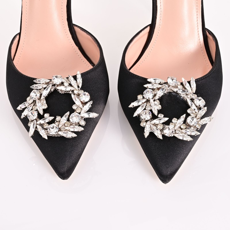 Women Black Satin Pumps