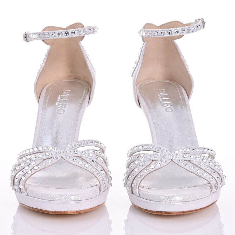Bridal Sandals Silver Iridescent Leather
