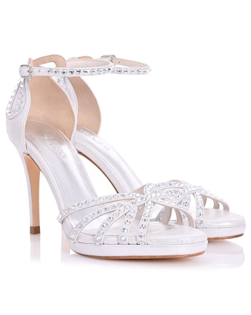 Bridal Sandals Silver Iridescent Leather