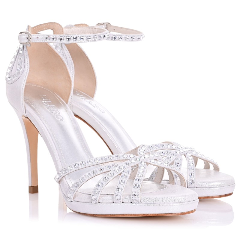 Bridal Sandals Silver Iridescent Leather