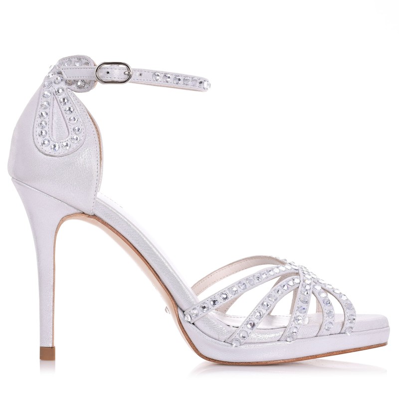 Bridal Sandals Silver Iridescent Leather