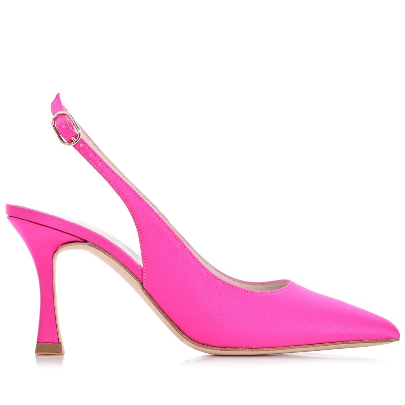 Women Fuchsia Satin Pumps