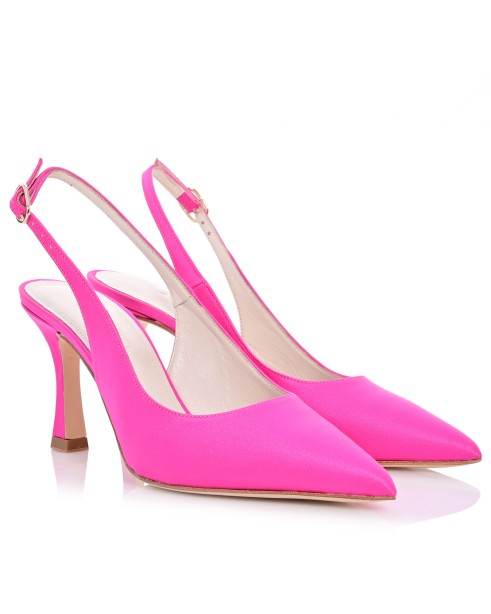 Women Fuchsia Satin Pumps