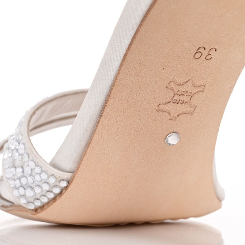 White satin bridal sandals