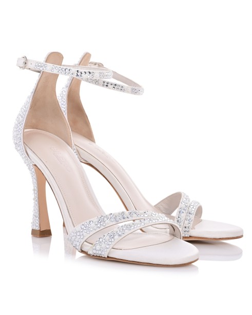 White satin bridal sandals