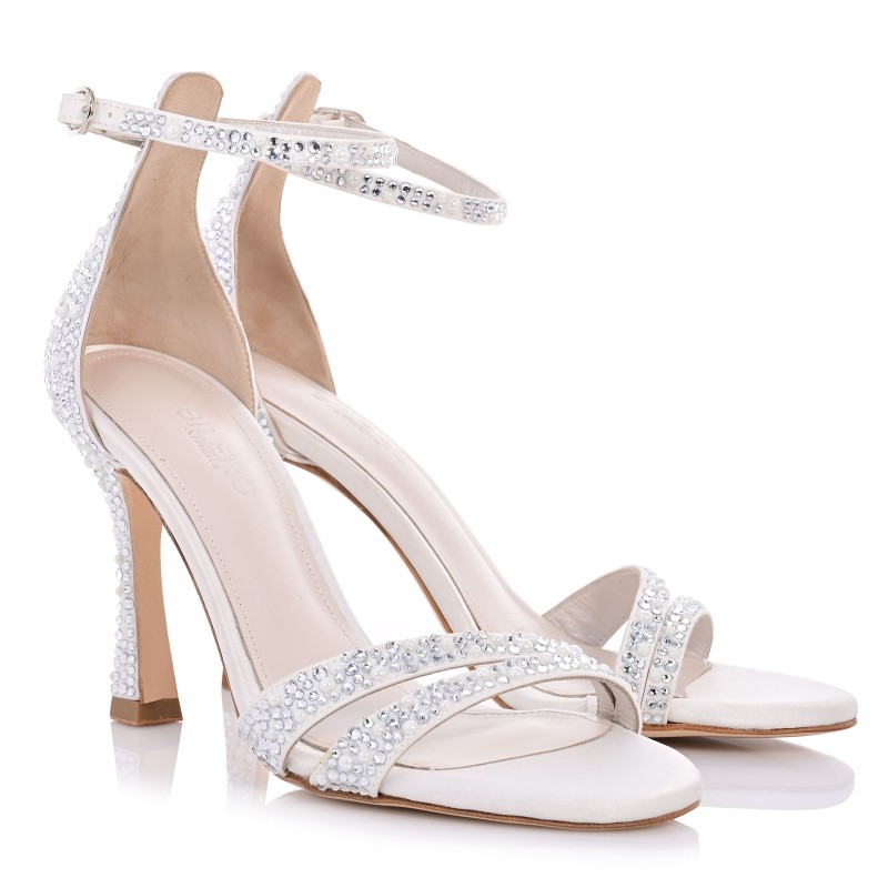 White satin bridal sandals