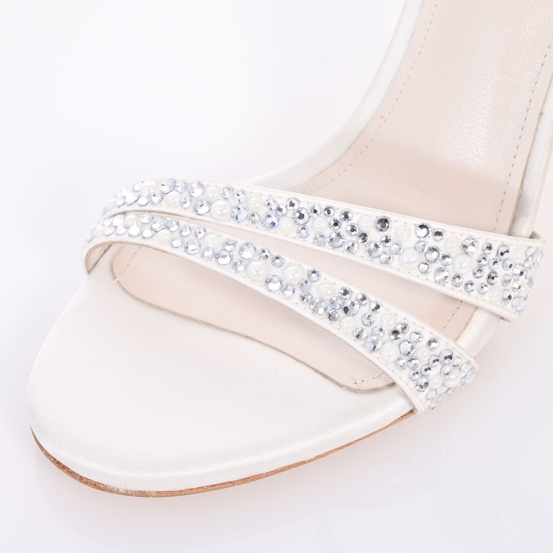 White satin bridal sandals