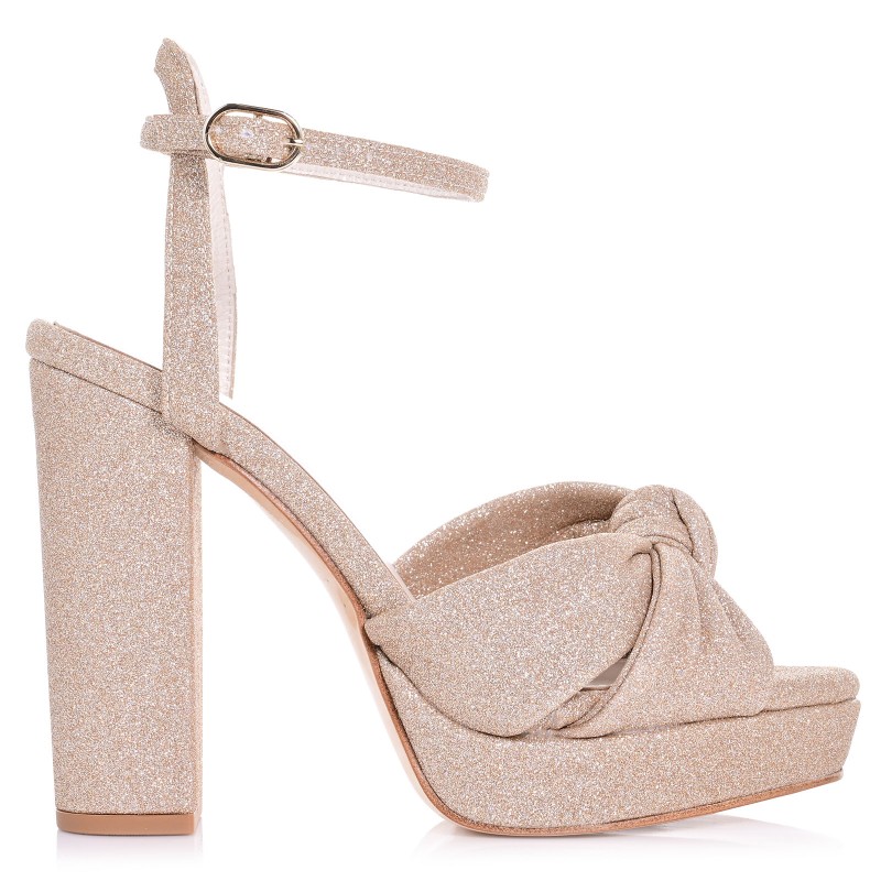 Bridal Sandals Gold Glitter