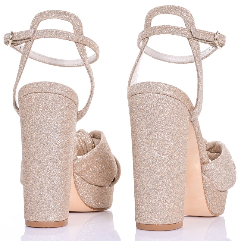 Bridal Sandals Gold Glitter
