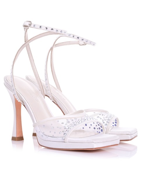 White Satin Bridal Sandals