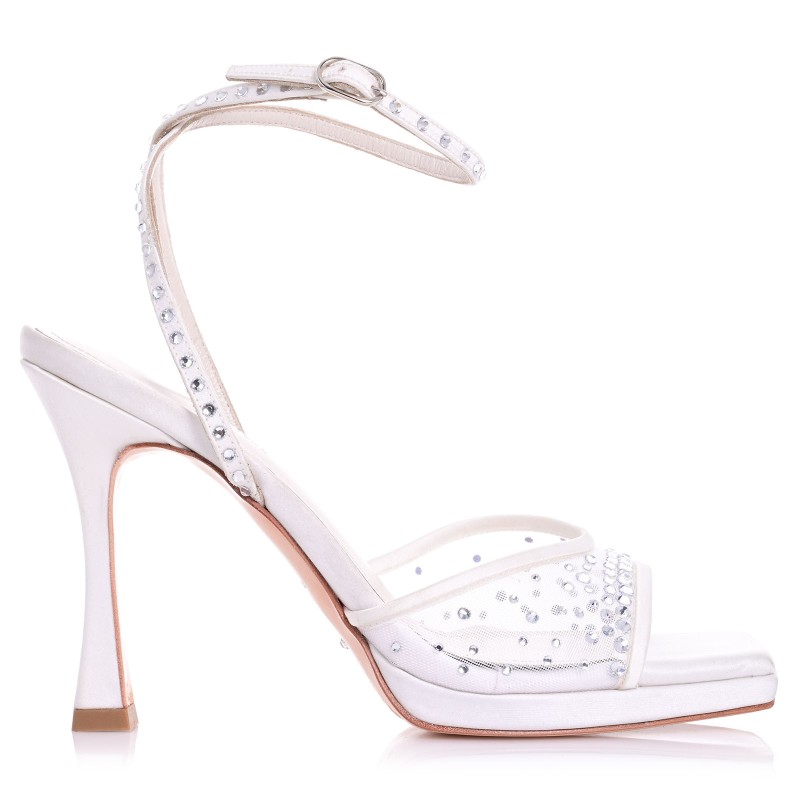 White Satin Bridal Sandals