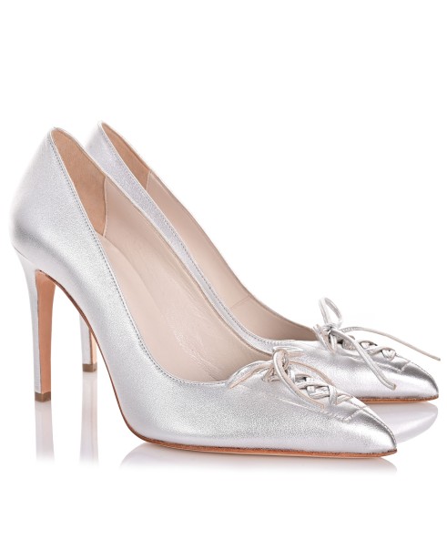 Bridal Heels Silver Leather